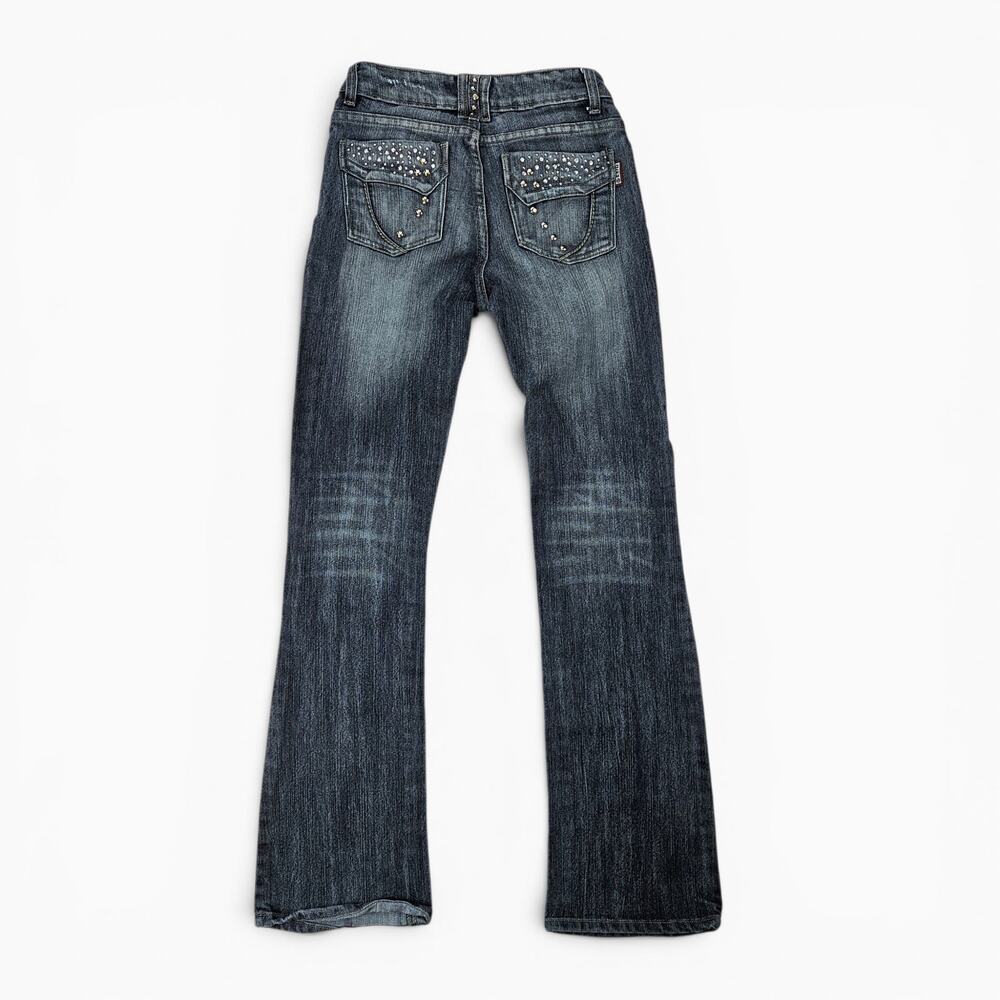 Y2k Flared Jeans Dark Wash McBling - Size Small